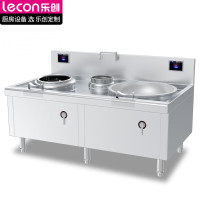 乐创（lecon）商用大炒+小炒组合灶 20KW+15KW食堂炒菜电磁灶 201不锈钢 工程款 LC-J-DX2015