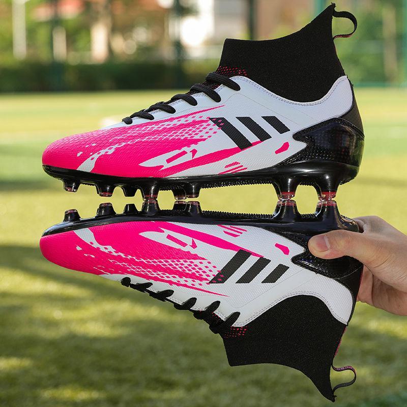 jiamen新品直营足球鞋男碎钉透气耐磨防滑飞织高帮足球鞋男长钉成人脚