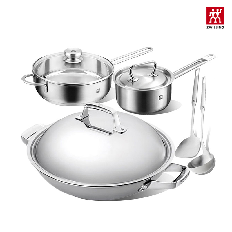 双立人ZWILLING 32cm中式炒锅 煎锅 炖锅 锅具套装五件套