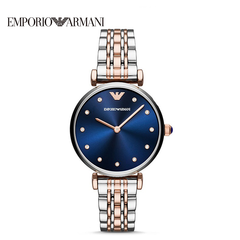 阿玛尼（Emporio Armani)手表 女士混色钢带休闲 水钻小巧石英腕表 AR11092高清大图