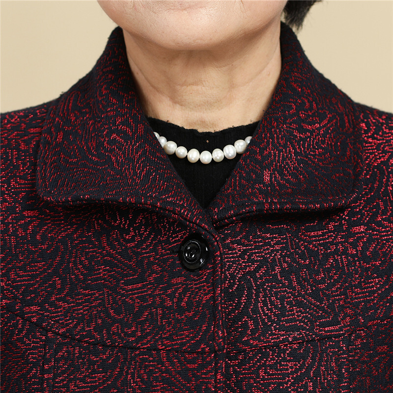 迪鲁奥（DILUAO)中老年人女秋冬款上衣60岁奶奶装秋装外套70妈妈老人衣服太太唐装_972 XL建议95-110斤 红色上衣+长裤