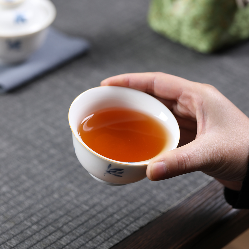 MULTIPOTENT 旅行功夫茶具套组中国白瓷手绘蝴蝶兰快客杯陶瓷便携旅行茶具高清大图