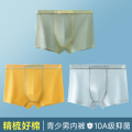 浪莎青少年内裤男童纯棉儿童平角发育期初高中生男孩中大童四角裤 180cm【建议体重110-130斤】 绿色+黄色+蓝色【3条装-10A抑菌】
