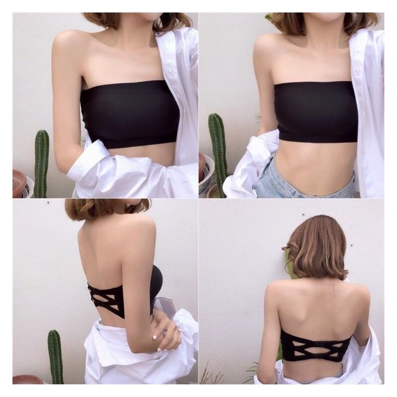 1/2件装美背性感无肩带裹胸内衣女防走光抹胸背心一片式文胸
