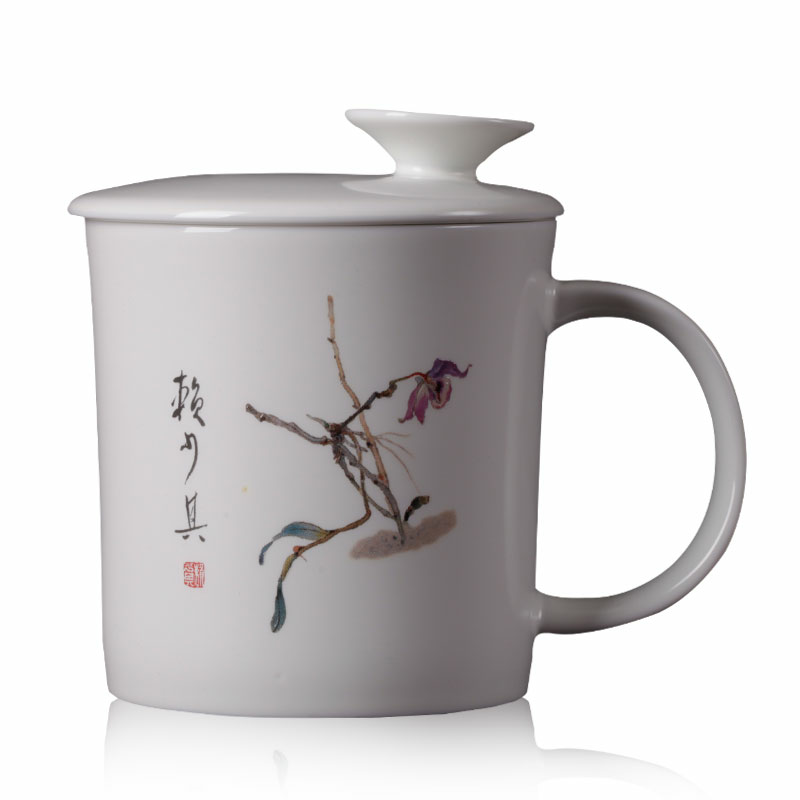 恒福(TEA MiLL) 茶具 马克杯个人杯办公室白瓷陶瓷茶杯茶隔过滤茶叶 送礼 石斛花 其他高清大图