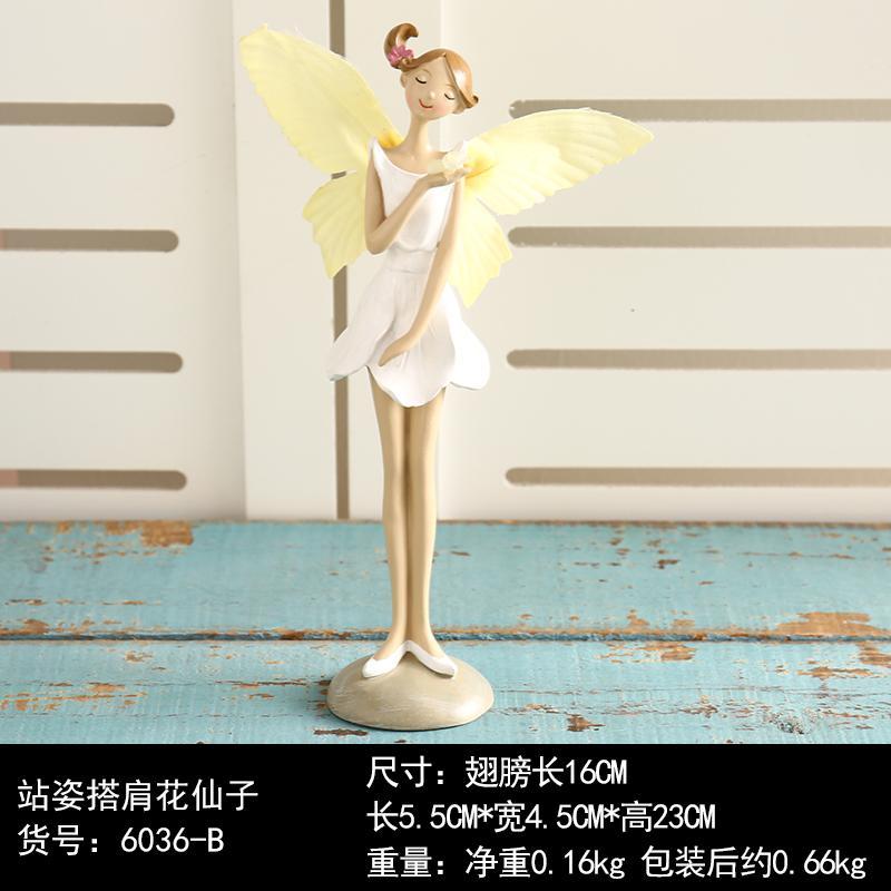 创意天使摆件卡通人物模型客厅装饰品女生卧室房间公主摆设-站姿花仙子