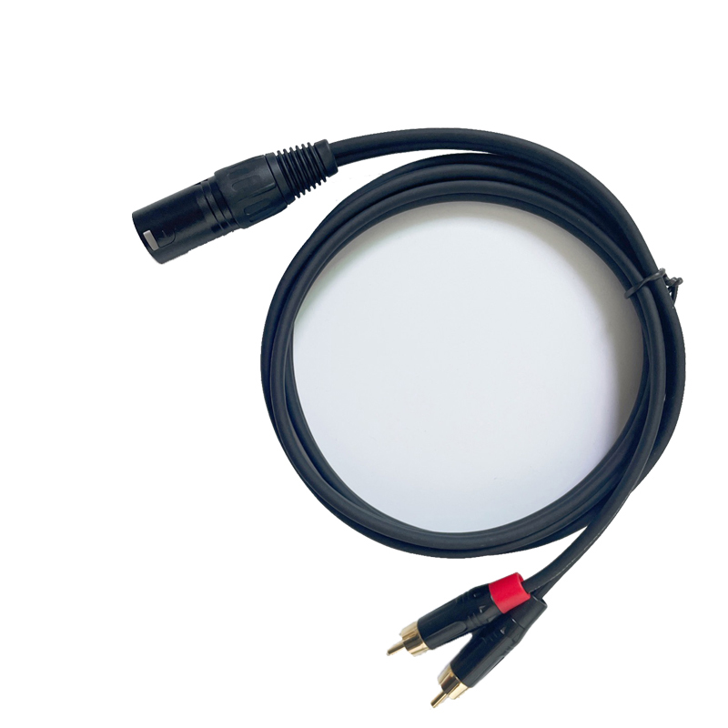 册视卡侬公转双莲花音频线XLR对2RCA公插头镀金一分二3米条高清大图