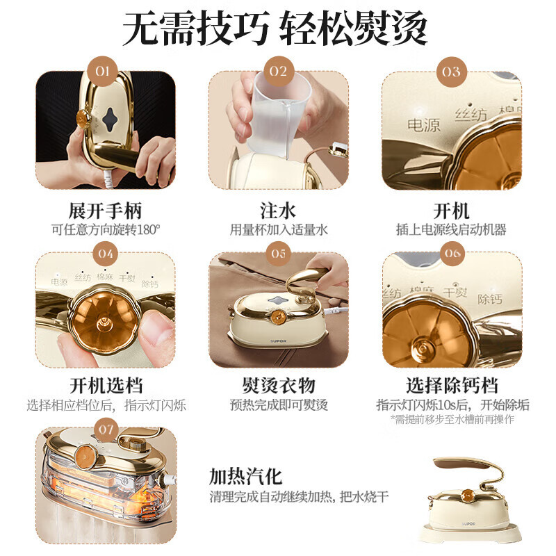苏泊尔(SUPOR)手持挂烫机家用熨烫机蒸汽电熨斗烫熨机便携式旅行干湿两用熨衣服家用小型EGH-906A