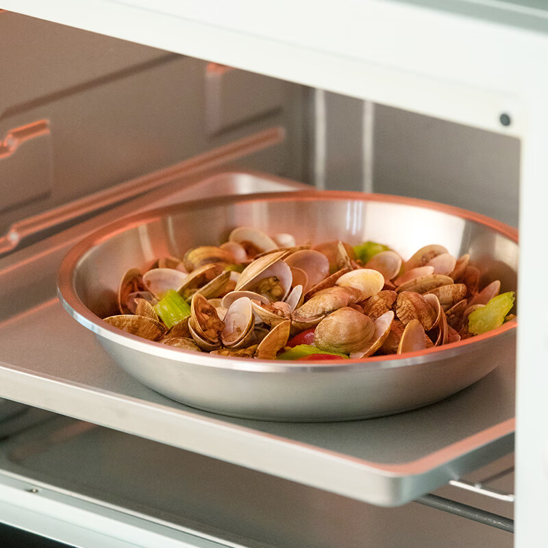 茶花(CHAHUA)甄享304不锈钢盘加厚圆盘家用碟子菜盘餐盘烧烤浅盘26厘米