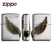 芝宝 zippo打火机正版黑冰爱之翼正品贴章翅膀爱情防风男