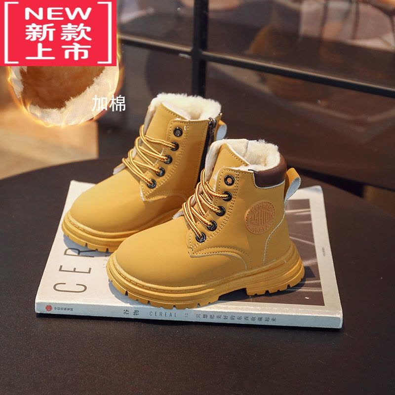 可莉允儿童马丁靴2022冬季新款男童鞋子女童靴子加绒厚棉短靴皮靴宝宝鞋图片
