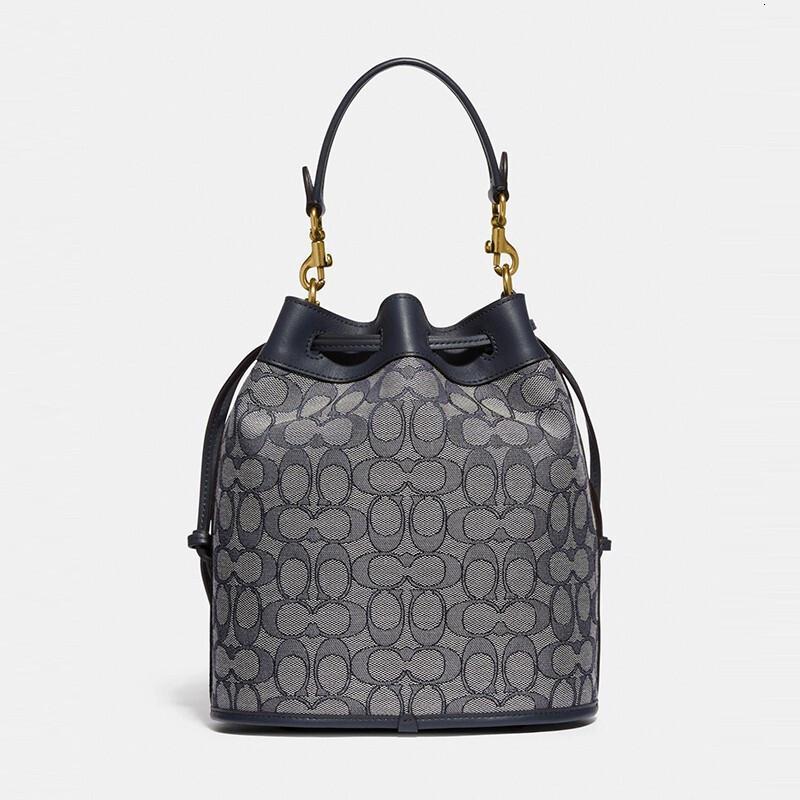 coach蔻驰女包女士经典标志提花织物field水桶包女士单肩斜挎包