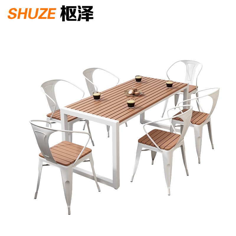 枢泽 露天简约餐桌椅 一桌六椅 套高清大图