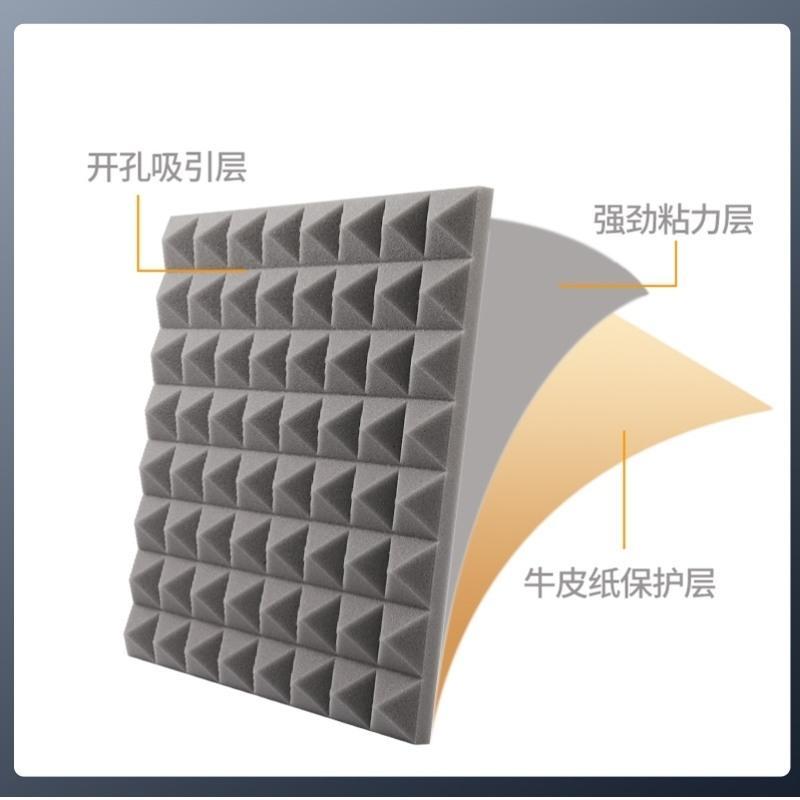 5cm厚黄色金字塔[加厚款+防火阻 燃+不背胶]/1片 自粘隔音棉家用墙体琴房录音棚消音棉墙贴材料室内音乐室卧室海绵