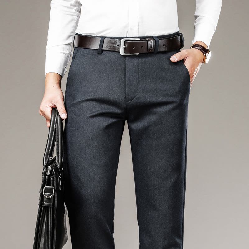 金盾(KIN DON)正品莫代尔休闲裤男裤子中年男士直筒中高腰长裤宽松秋冬季商务男裤图片