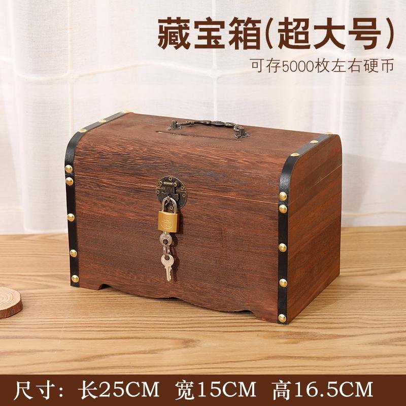 儿童存钱罐大人用家用只进不出储钱罐创意抖音储蓄罐网红存钱箱 三维工匠 藏宝箱超大号送锁高清大图