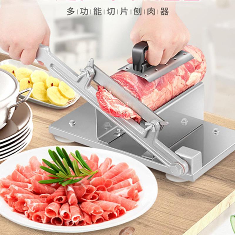 不锈钢商用家用羊肉卷刨肉机手动切羊肉卷机肥牛切肉机切片机 切肉机+冻肉袋+调节垫片