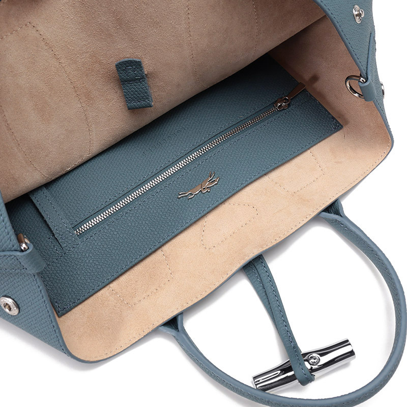 longchamp珑骧女士roseau系列牛皮中号手提单肩斜挎包竹节包比格包