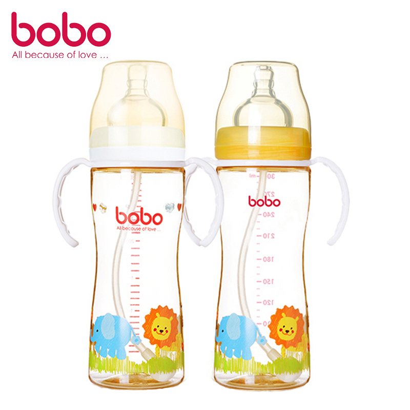 乐儿宝(bobo)PPSU宽口径奶瓶300毫升(橙色)12个月以上