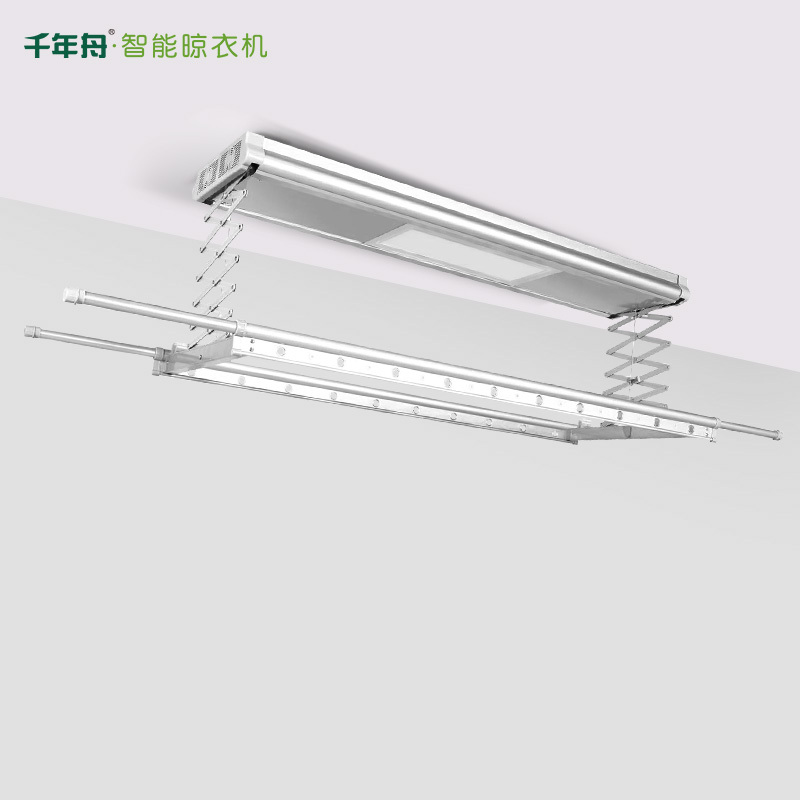 千年舟 D20 -2 电动晾衣架 智能无线遥控升降晾衣架阳台晾衣机（银色） 2杆1.2米-2.4米（可伸缩）