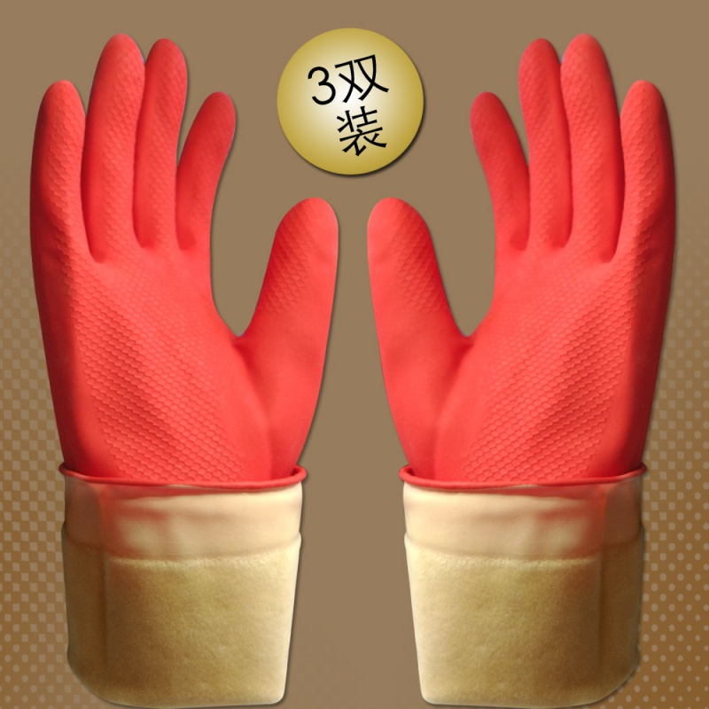 加绒洗碗手套一体绒橡胶手套女加厚加绒小码家务保暖防水手套冬天参数