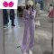 七斓时尚气质休闲运动套装连帽上衣卫衣外套女高腰收腿阔腿裤套