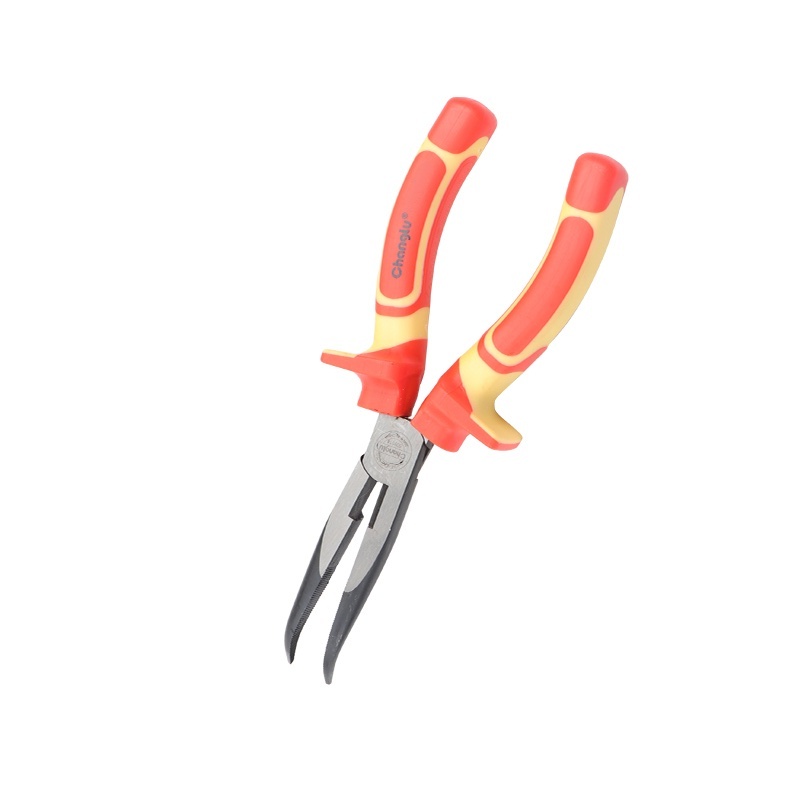 长鹿VDE绝缘电工弯嘴钳 8” 200mm 把高清大图