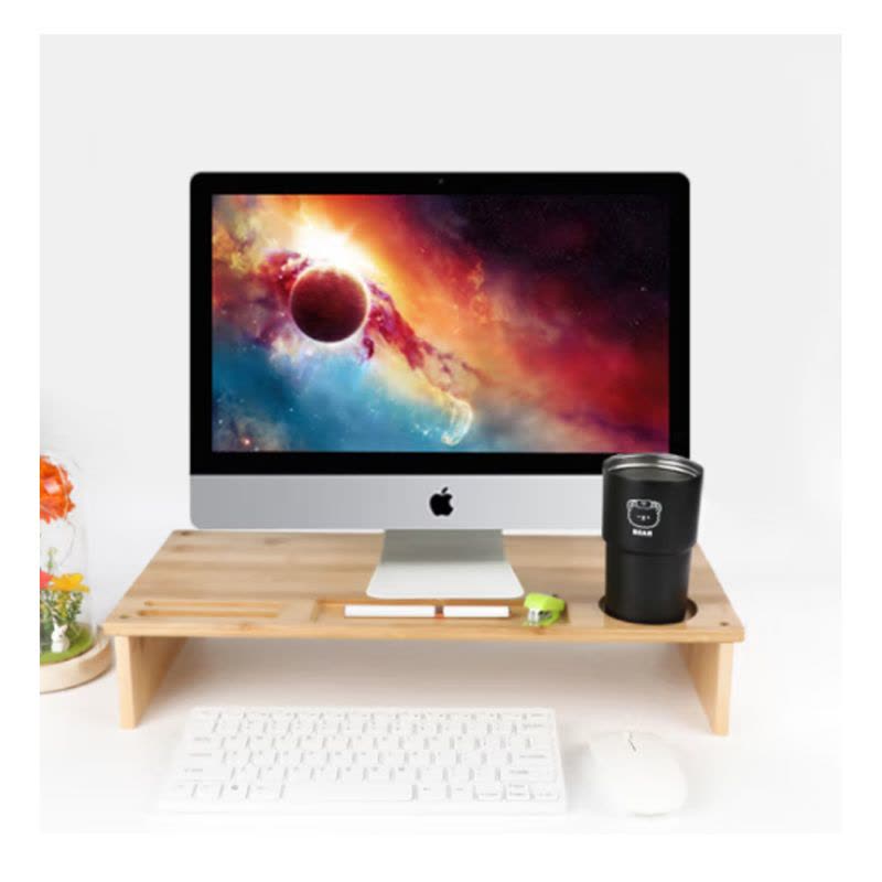 倍方 楠竹单层原色 电脑显示器增高架 1.00 个/套 (计价单位:套) 原木色图片