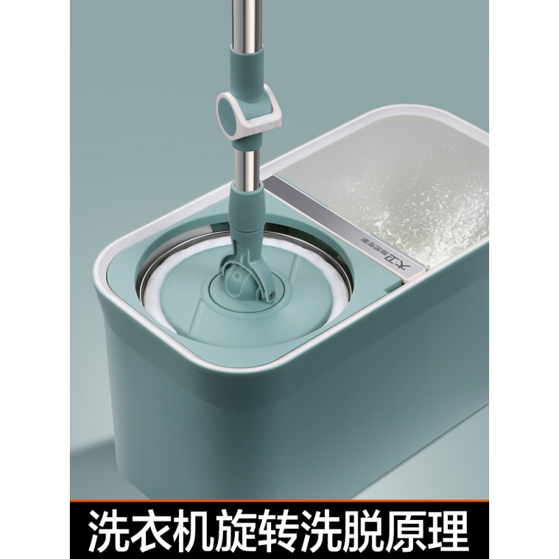 拖把桶拖把杆旋转通用一拖免手洗甩干家用懒人拖净拖布桶拖布高清大图