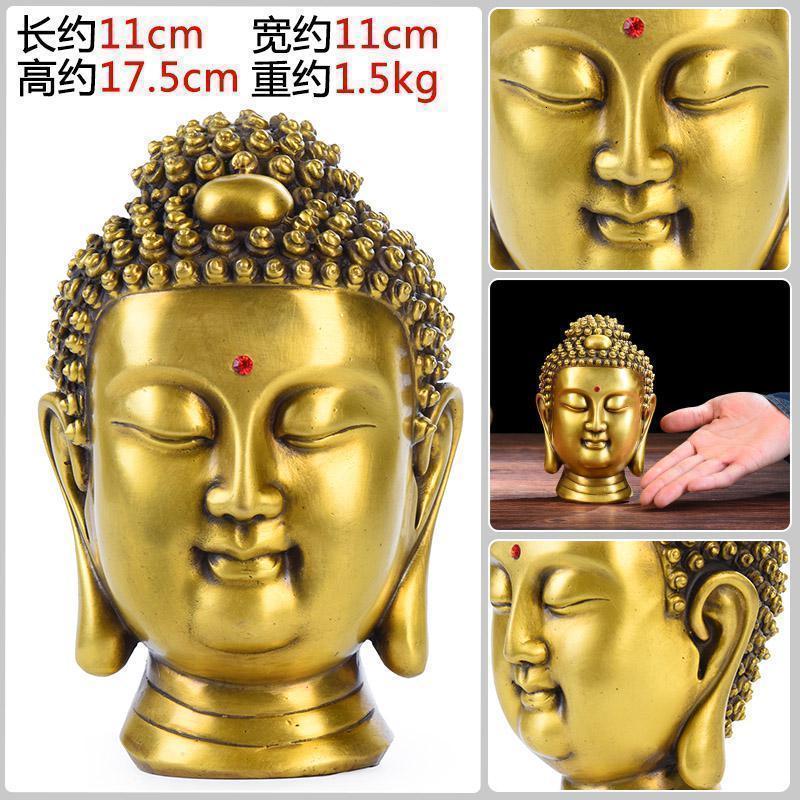 美帮汇铜禅意佛头摆件 样板房玄关博古架如来佛像家居饰品高清大图