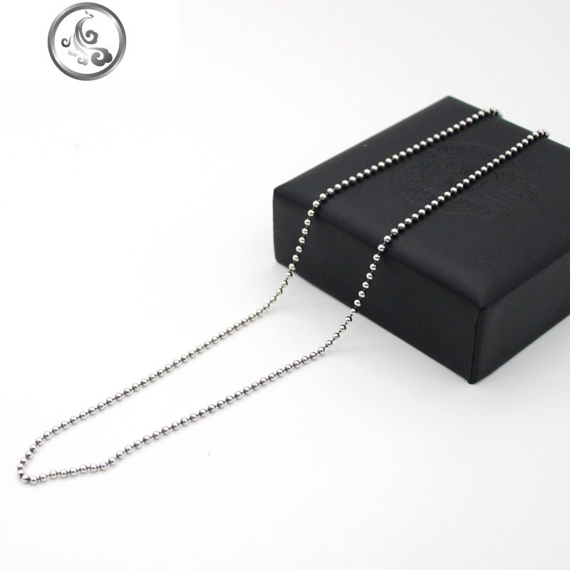 925纯银豆豆项链 泰银复古圆珠链条2.5mm秀气毛衣链长款个性男女 JiMi高清大图