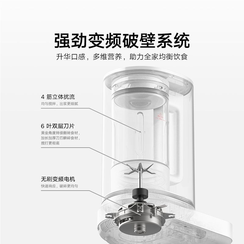 小米米家智能破壁机1.5L变频无刷低音杂粮辅食机豆浆料理机P1高清大图