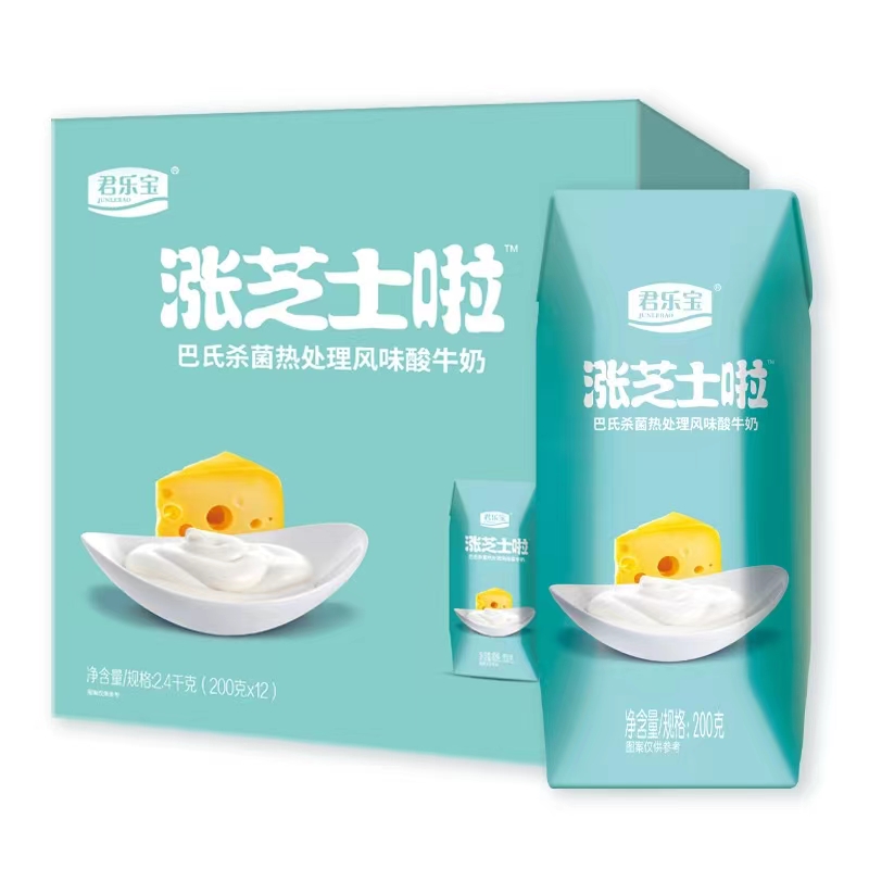 君乐宝涨芝士啦巴士杀菌热处理风味酸牛奶200g*12盒高清大图