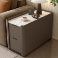 青木川 简约现代实木沙发边柜侧边柜轻奢岩板边几客厅家用角几简约现代茶水柜收纳储物柜夹缝柜超窄柜小茶桌角几 深咖色 宽30x深80x高55厘米