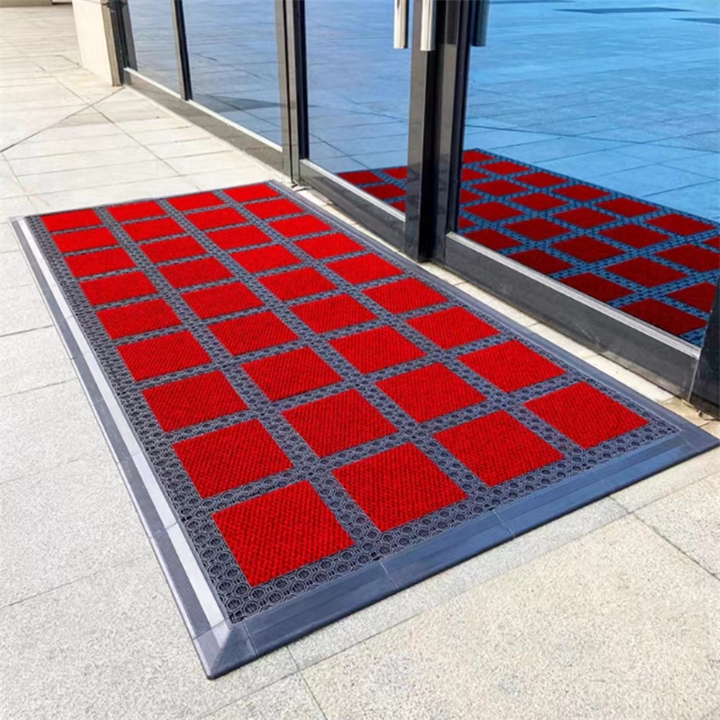 龙宇单片30*30cm(红色)拼接商用酒店宾馆办公大楼门口进门脚垫入户门垫防水迎宾地毯地垫 注:尺寸含边条不包括Logo