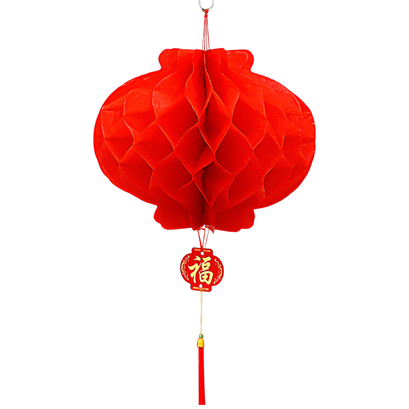 智美环球 元旦新年氛围拉花彩带结婚彩旗装饰庭院灯笼 100米全红旗+160个大号-福字灯笼