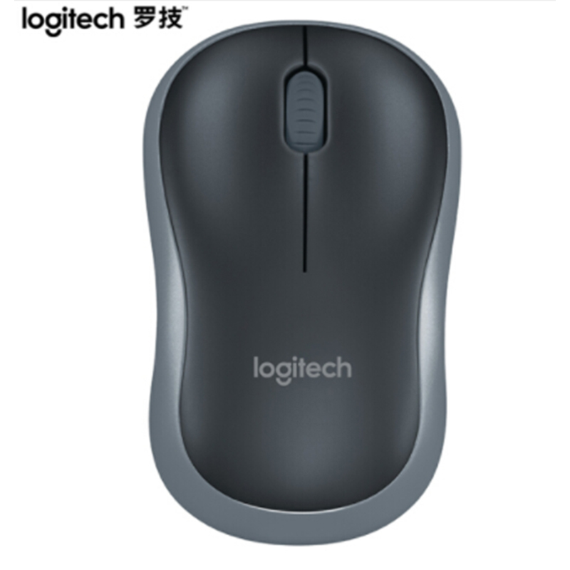 罗技(Logitech) M185 (M186) 无线鼠标 办公鼠标 对称鼠标 黑色灰边 带无线2.4G接收器