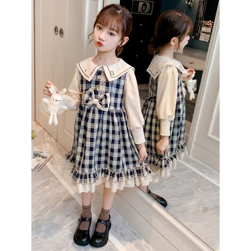 女童春装连衣裙新款儿童洋气春秋假两件小女孩春秋时髦学院风图片