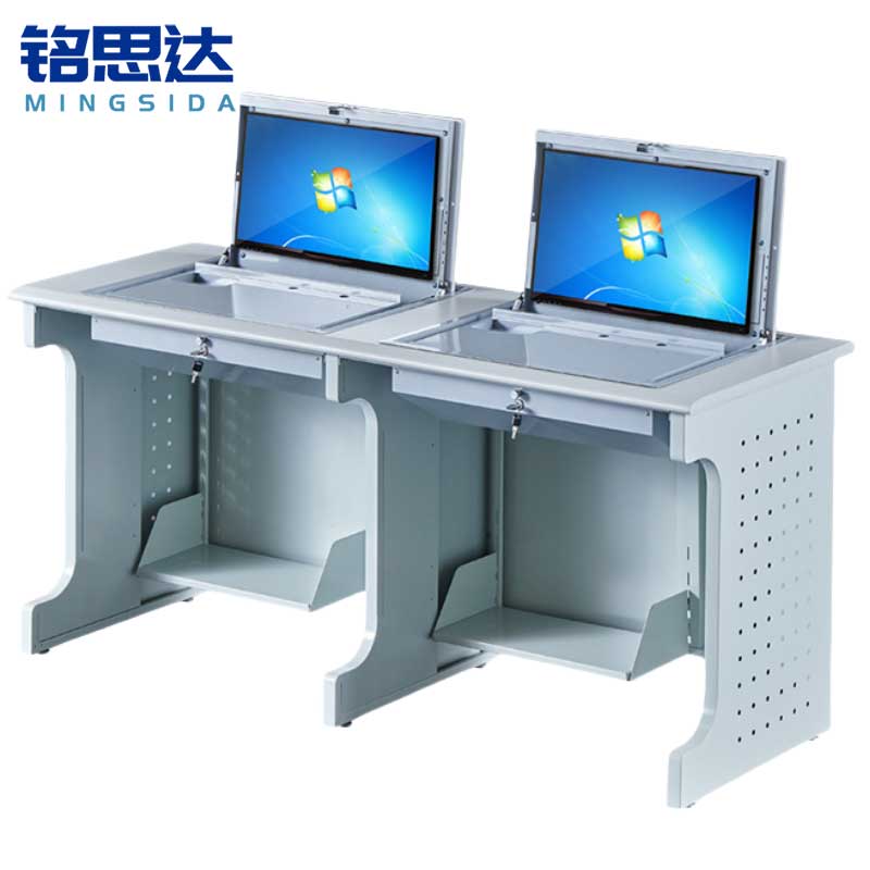 铭思达翻转电脑桌双人位张高清大图