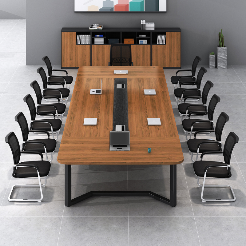 办公会议桌椅小型长条桌简约现代员工培训洽谈桌椅高清大图