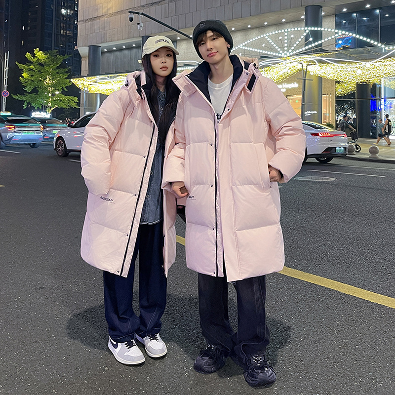JEEPSPIRIT新款羽绒服情侣冬季男女洋气显瘦外穿中长款防寒外套_978 4XL 柔雾粉