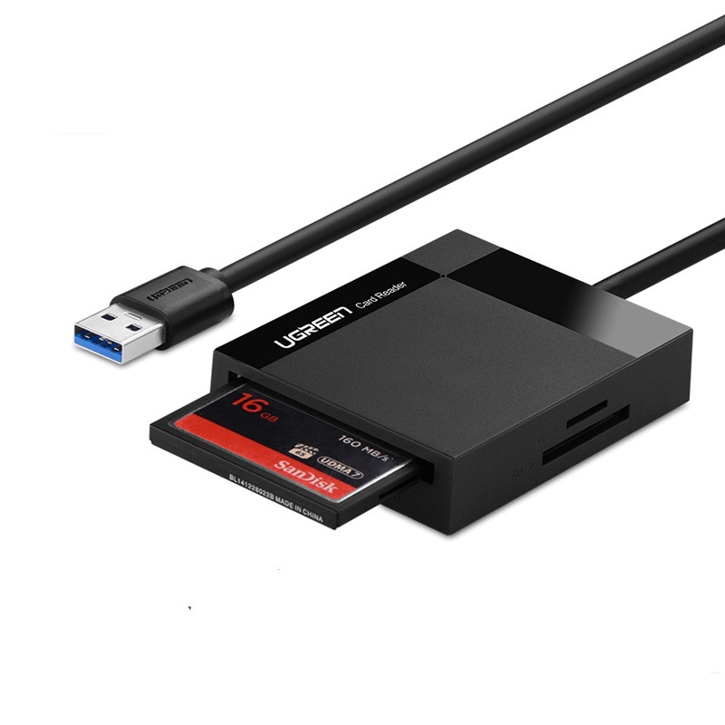 绿联多功能合一读卡器USB3.0高速 支持SD/TF/CF/MS型相机行车记录仪监控内存卡手机存储卡 多卡多读 0.5m
