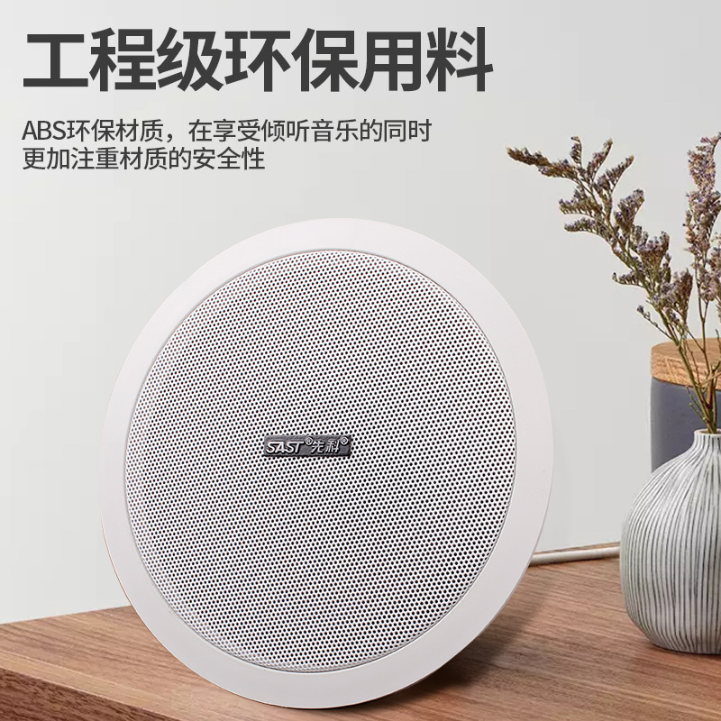 先科(SAST)天花吸顶喇叭套装 家庭影院回音壁功放音响 吊顶定压广播背景音乐音箱 嵌入式餐厅超市消防扬声器