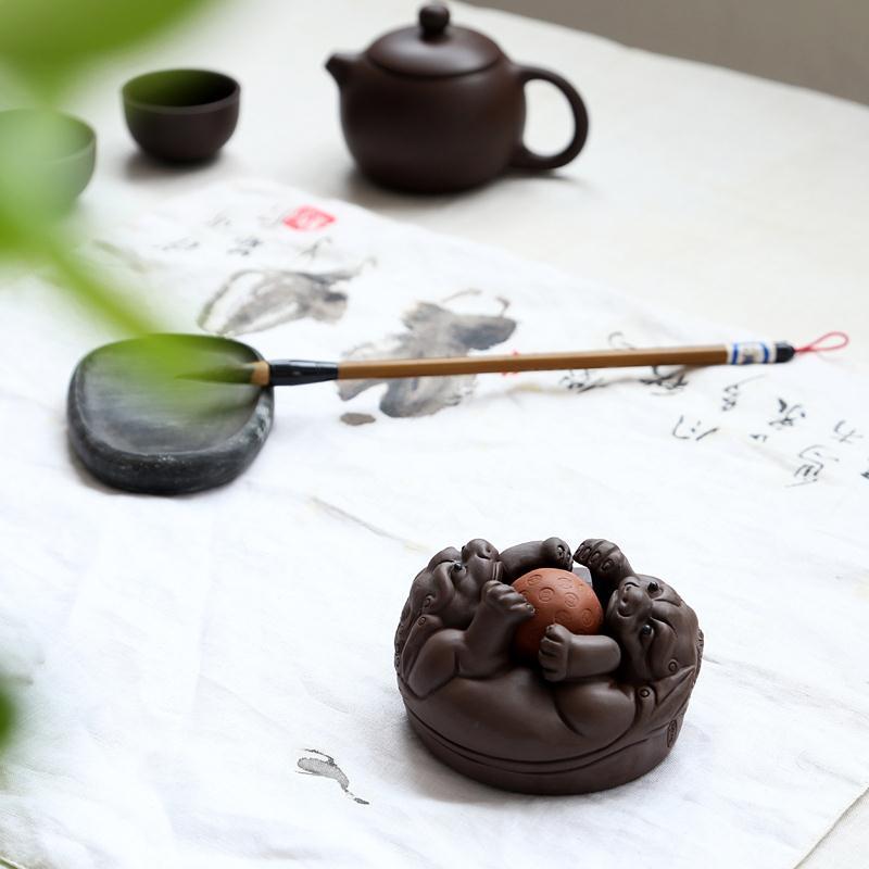 紫砂茶宠变色茶盘茶台茶艺金蟾茶具配件创意茶宠摆件精品可养龟紫金红