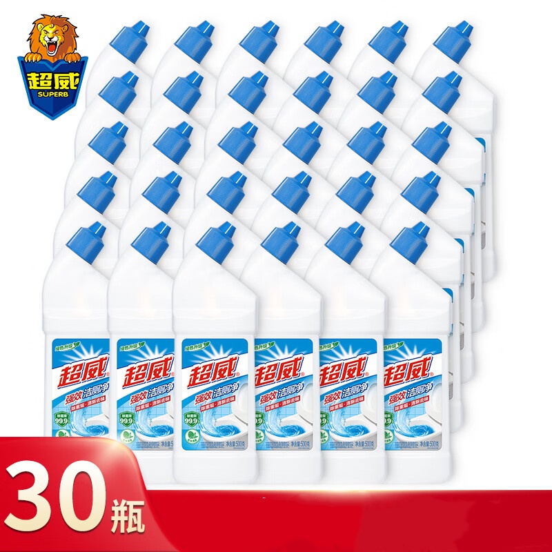 超威(SUPERB)洁厕净洁厕液清香除垢马桶清洁剂去污垢除异味清洗剂洁厕剂 强效洁厕净 500g 30瓶 整箱
