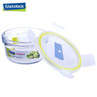 三光云彩(GLASSLOCK) 钢化玻璃耐热保鲜盒微烤两用圆形饭盒350ml收纳盒韩国进便当盒口 密封圈颜色随机发货