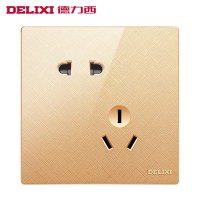 DELIXI德力西521开关插座大面板家用86型pc香槟金电源五孔插座带开关插座单开开关电脑电视电话空调插座多孔插座套餐