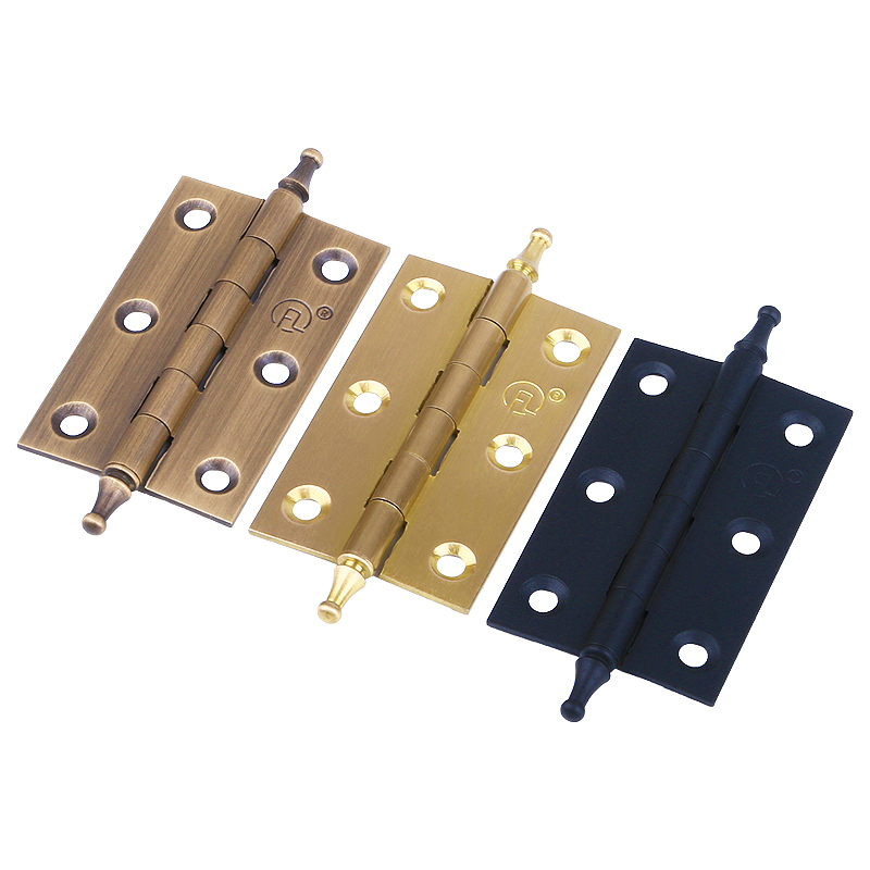 皇冠头2英寸拉丝金皇冠头黑色合页小号子母铰链免开槽实木书柜铰链