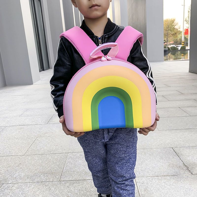 卡通甜甜圈可爱彩虹儿童书包1-3岁幼儿园5-6岁男女童双肩背包百搭 甜甜圈(粉)3d透气网布