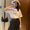 棉2022年夏季新款超火短袖原宿风印花t恤女宽松显瘦百搭T恤上衣莎丞